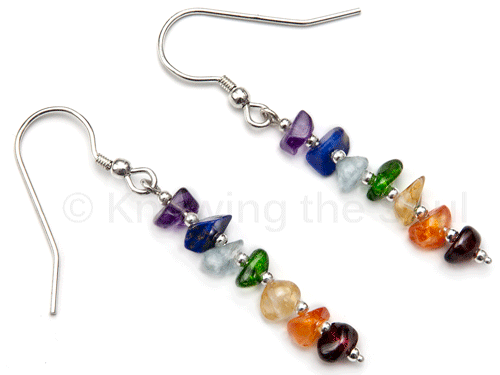 Gemstone Chip and Sterling Silver Earrings