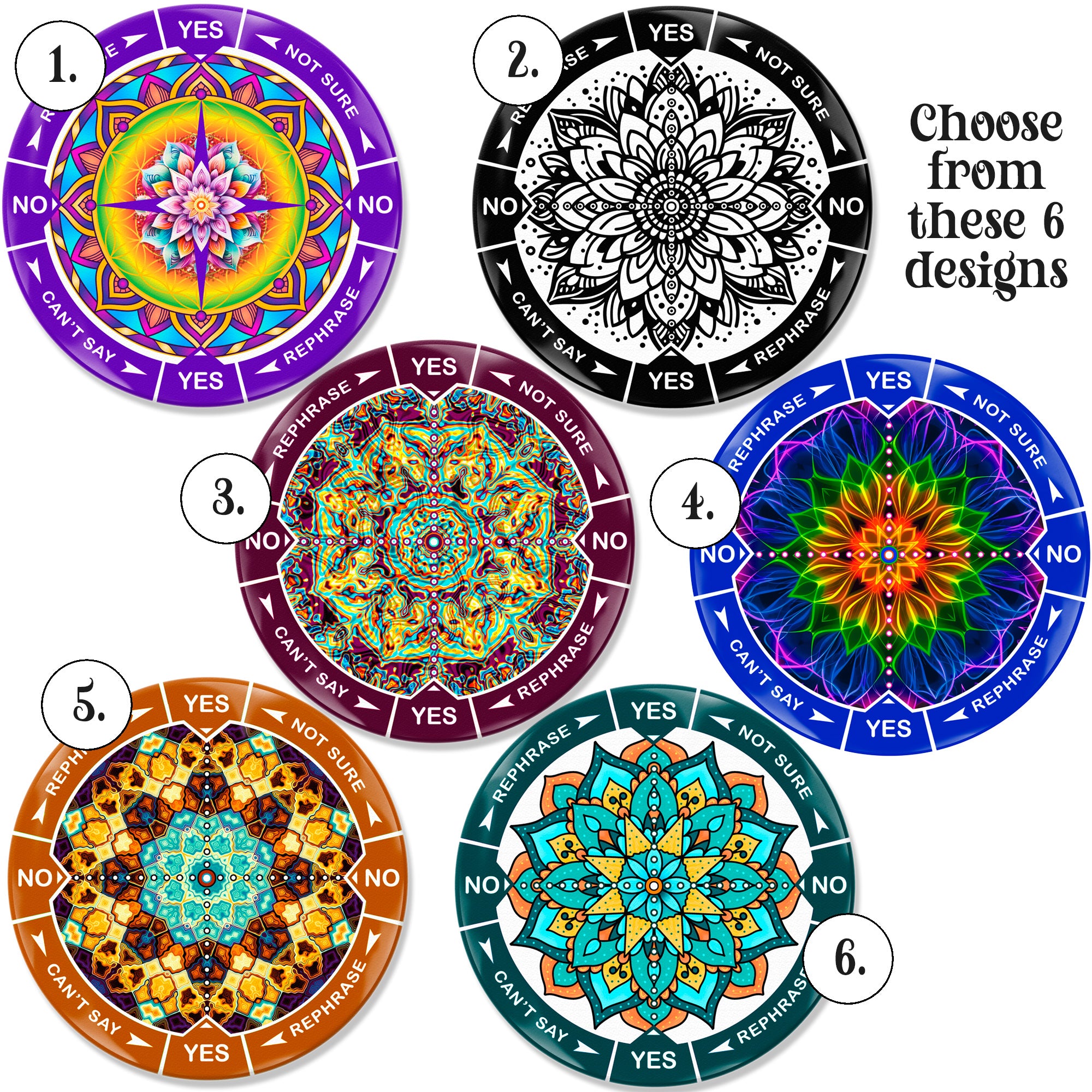 6 Designs - 8" ceramic tile pendulum chart by Ask Your Pendulum, Knowing the Soul LLC