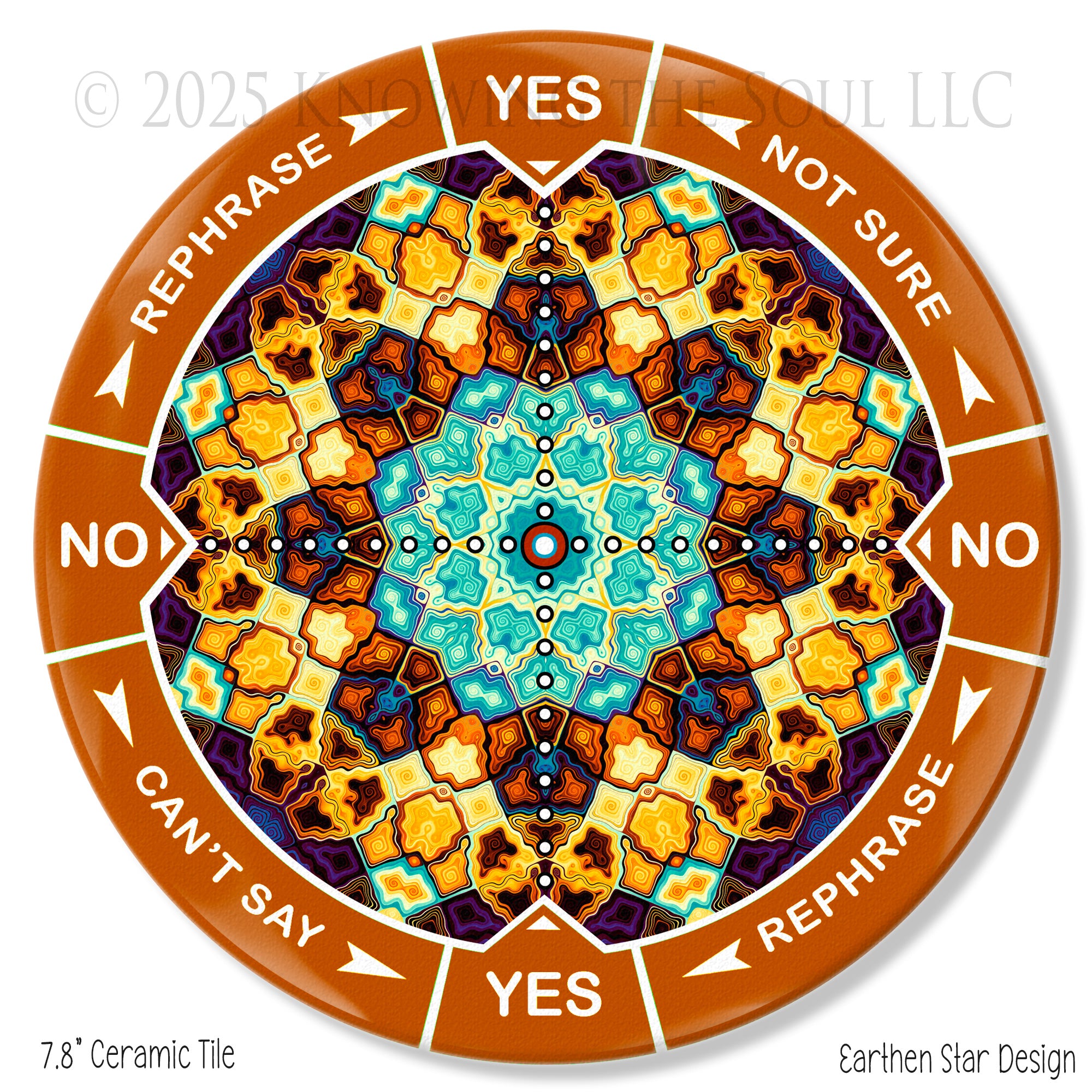 Earthen Star  8" ceramic tile pendulum chart by Ask Your Pendulum, Knowing the Soul LLC