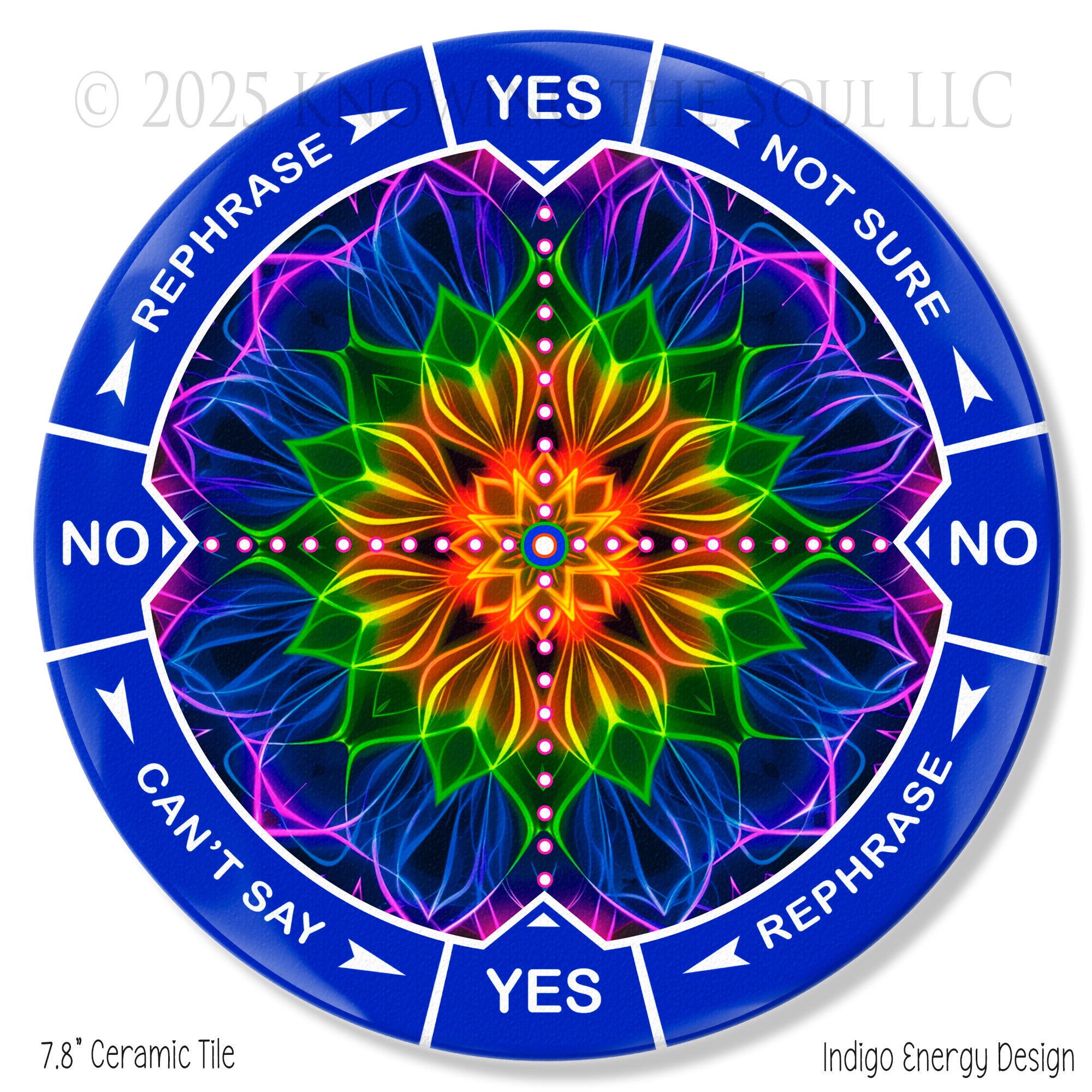 Indigo Energy  8" ceramic tile pendulum chart by Ask Your Pendulum, Knowing the Soul LLC