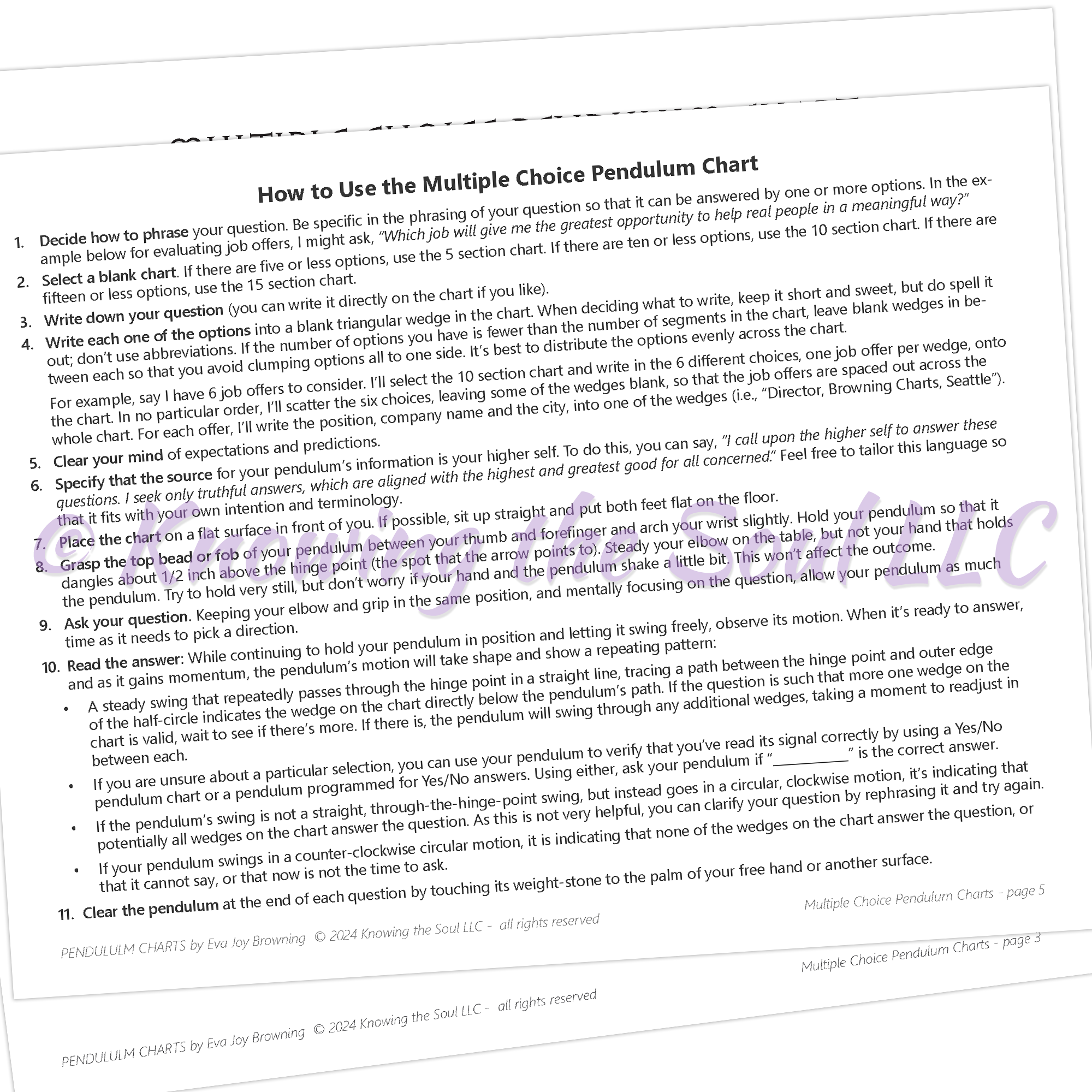 Printable Multiple Choice Pendulum Charts (digital download) - Now includes 3 charts!