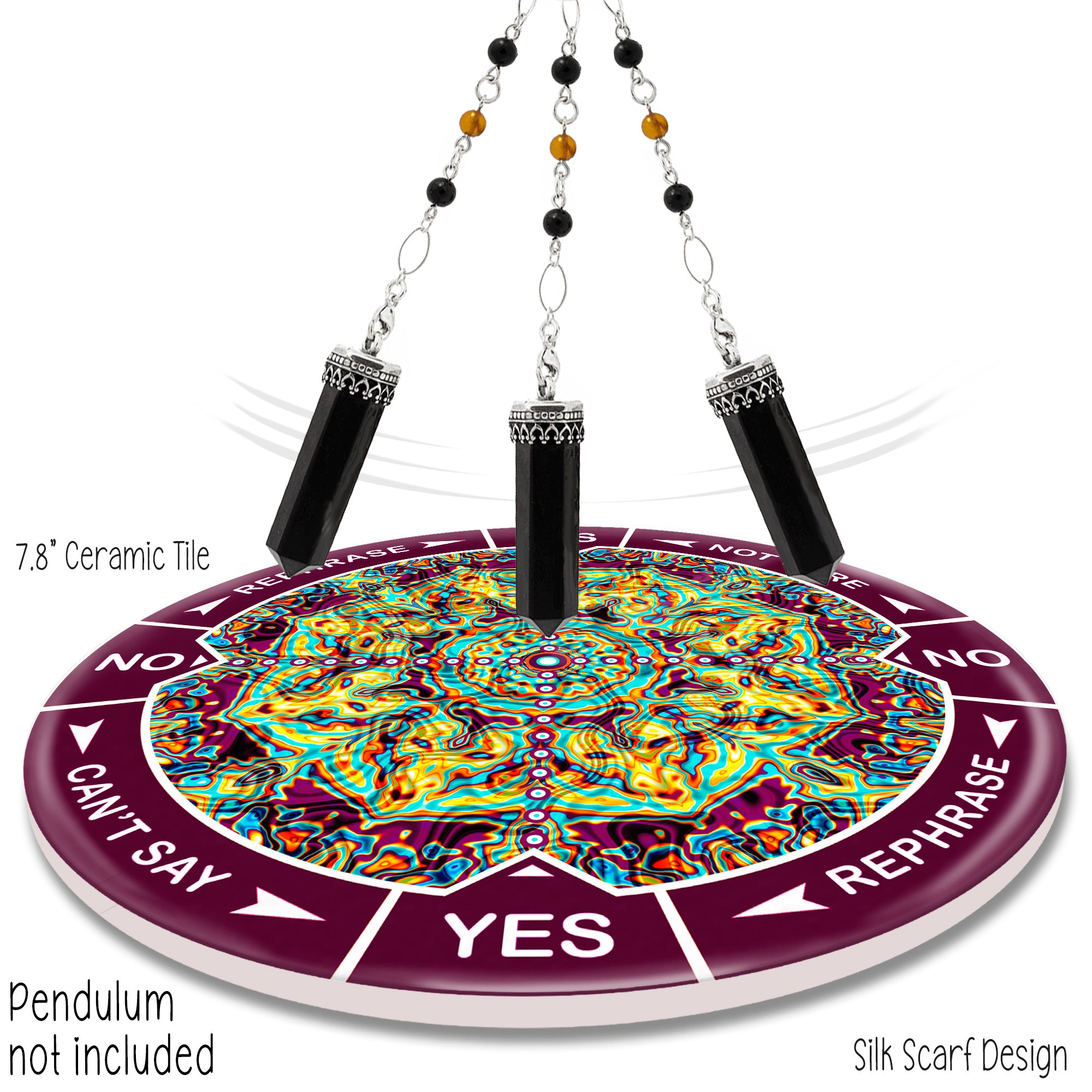 Silk Scarf  8" ceramic tile pendulum chart by Ask Your Pendulum, Knowing the Soul LLC - Pendulum not included