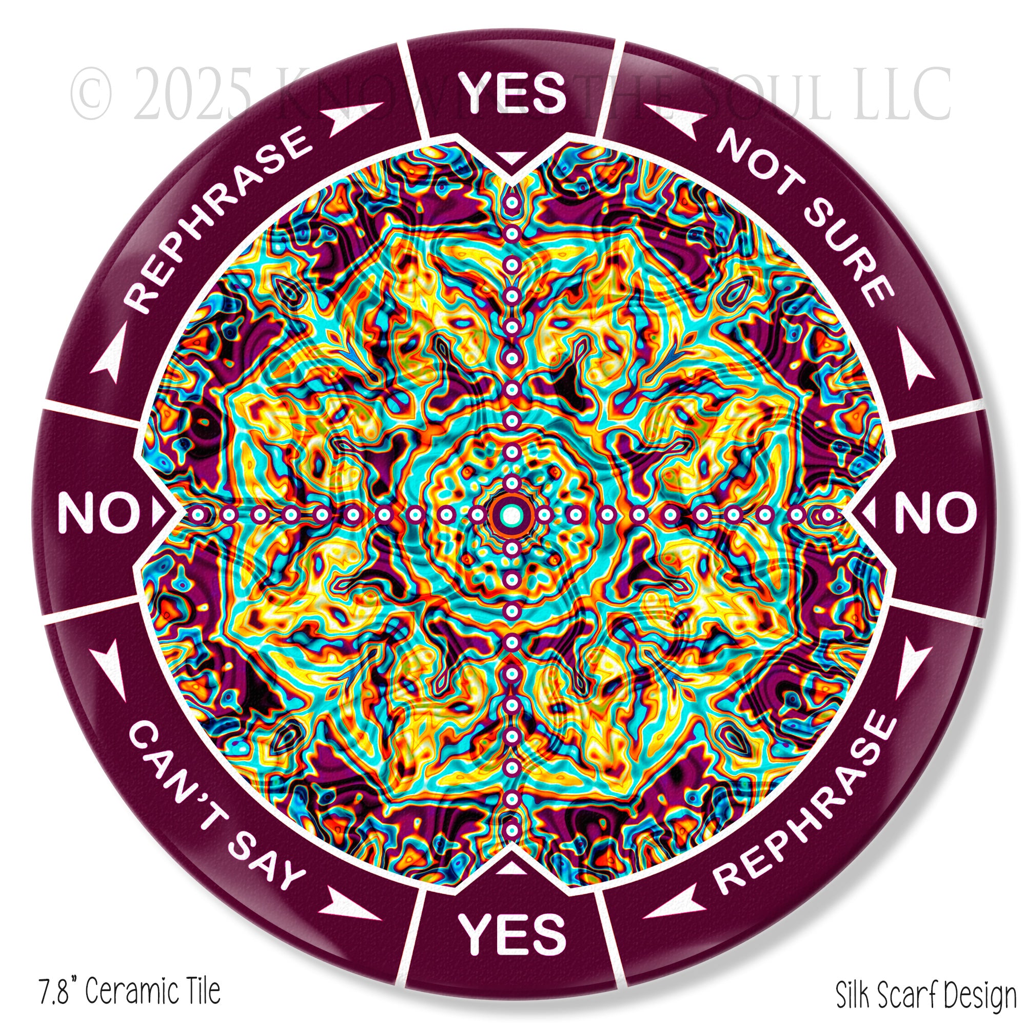 Silk Scarf  8" ceramic tile pendulum chart by Ask Your Pendulum, Knowing the Soul LLC
