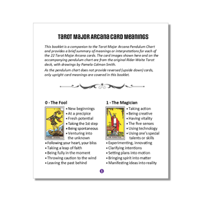 Tarot Meanings booklet for Tarot Major Arcana Pendulum Chart