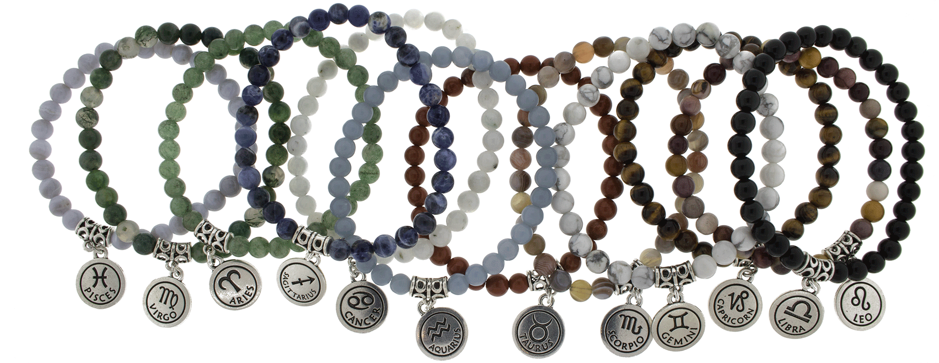 Zodiac Gemstone Charm Bracelets