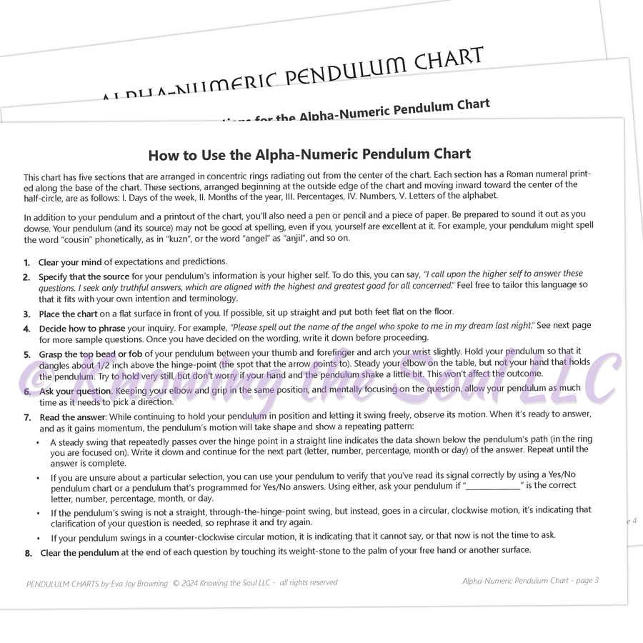 Printable Alpha-Numeric Pendulum Chart - Digital Download - New and Im ...