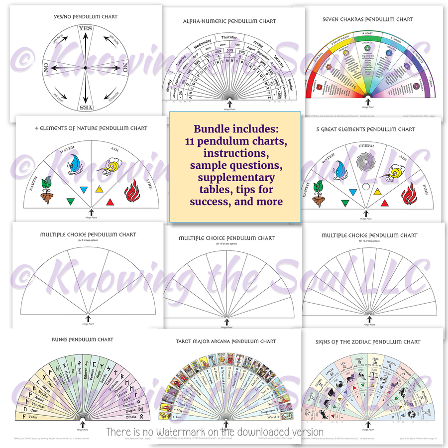 Printable Pendulum Charts Bundle - All 11 Charts for one great price ...