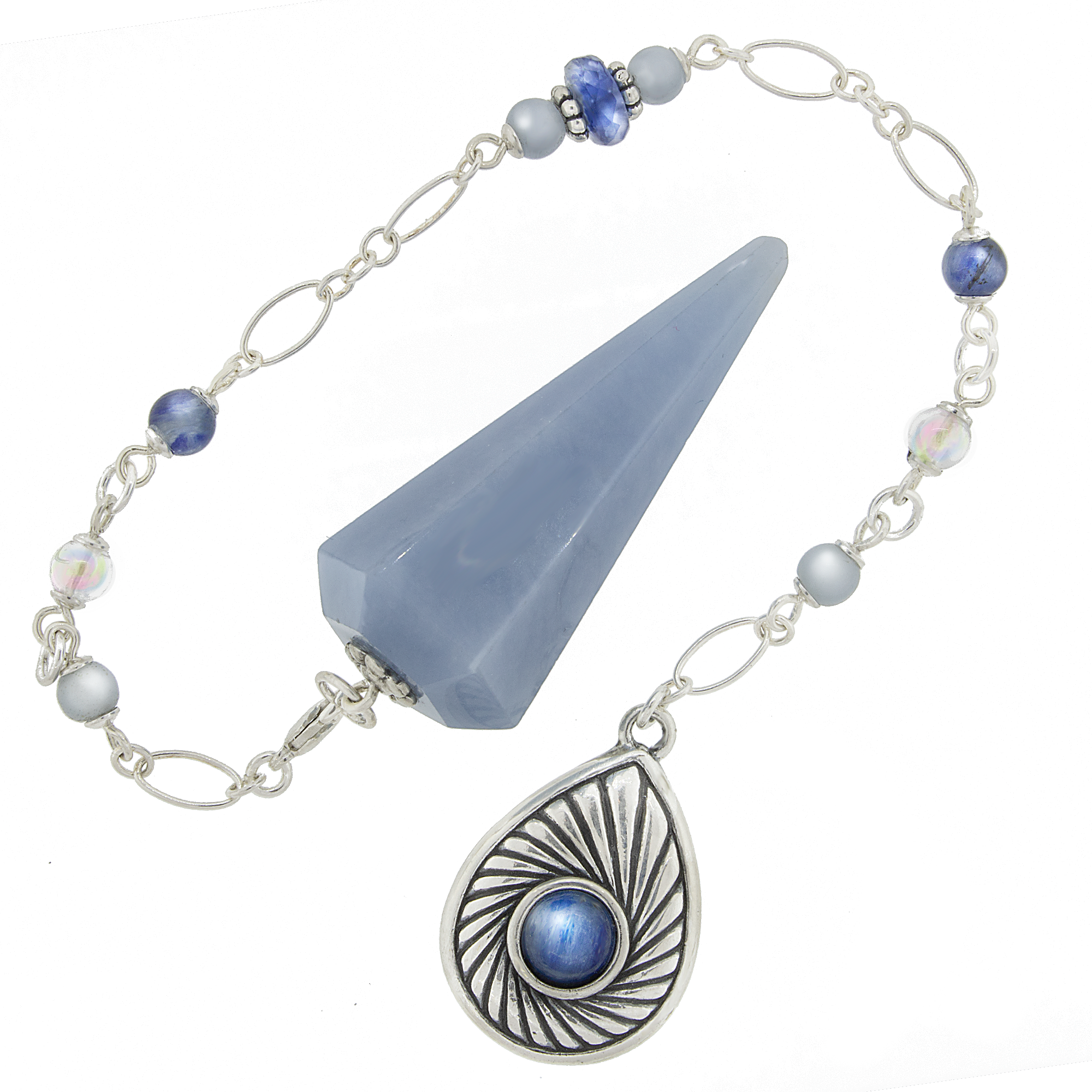 One of a Kind #345 - Angelite, Kyanite, Angel Aura and Sterling Silver Pendulum