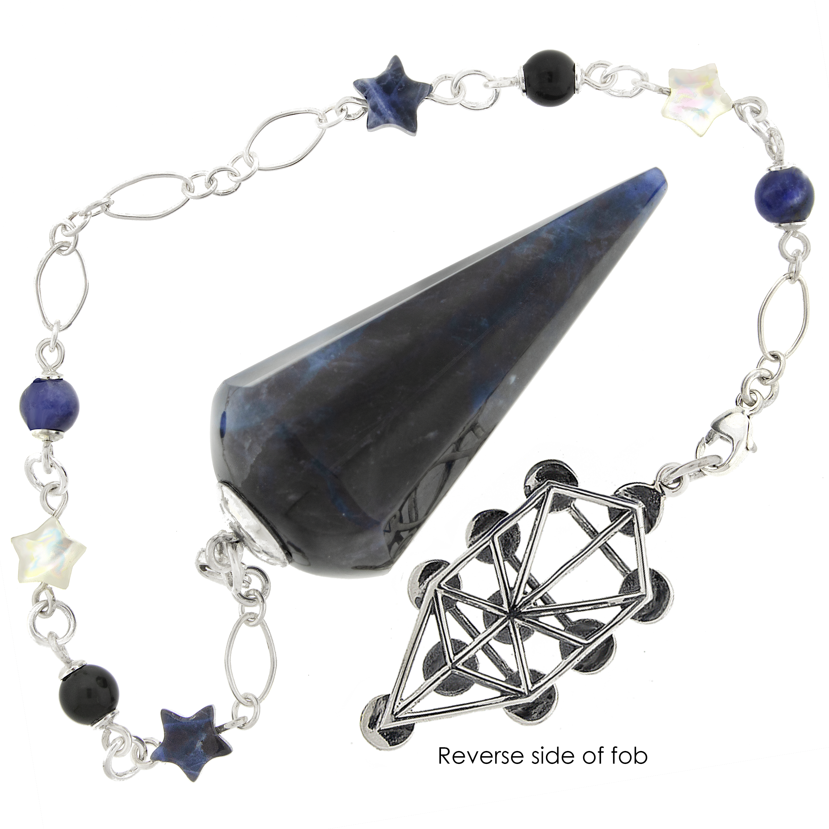 One of a Kind #355 - Sodalite, Black Obsidian, Mother-of-Pearl and Sterling Silver Pendulum by Ask Your Pendulum
