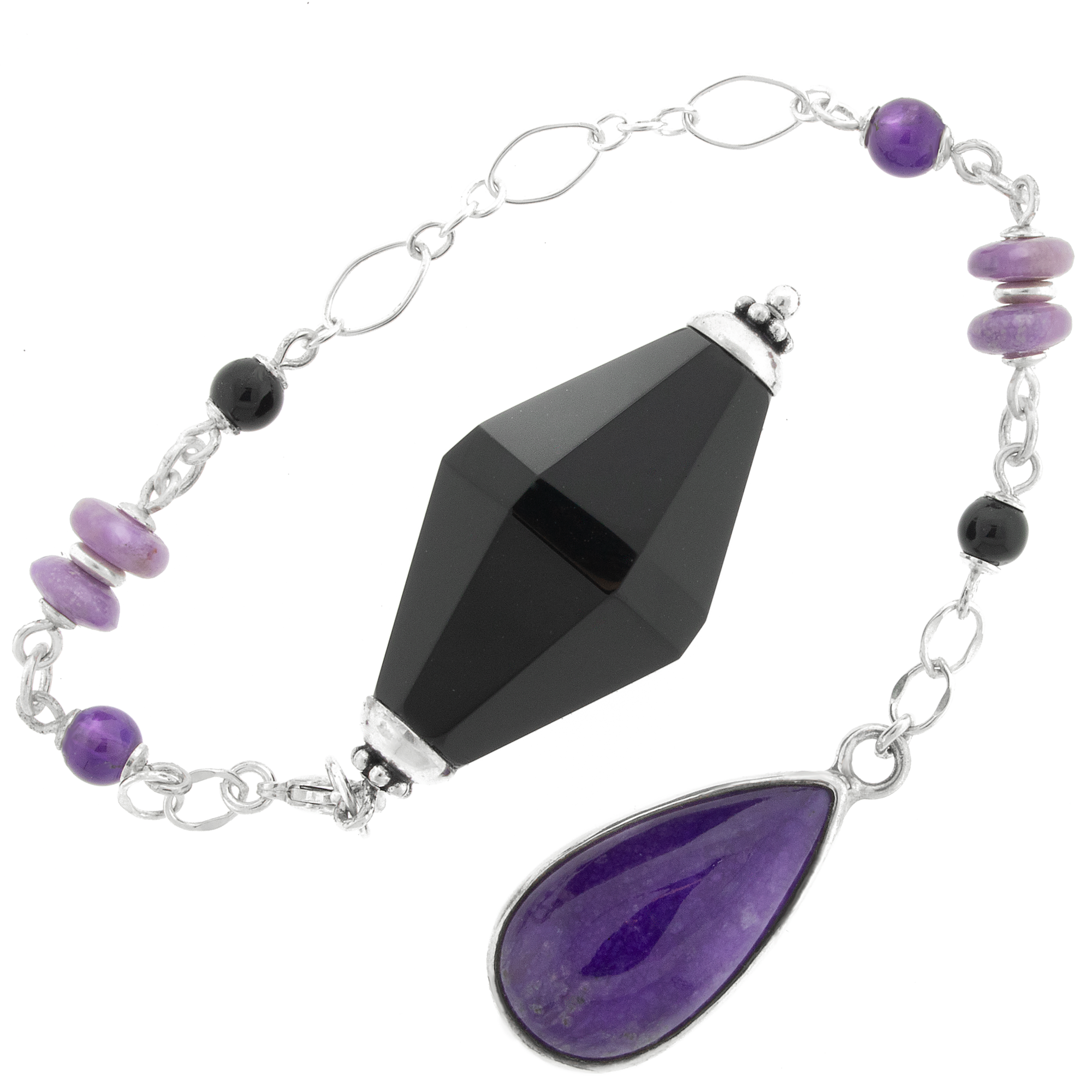 One of a Kind #363 - Black Agate, Amethyst, Sugilite, Black Obsidian and Sterling Silver Pendulum by Ask Your Pendulum
