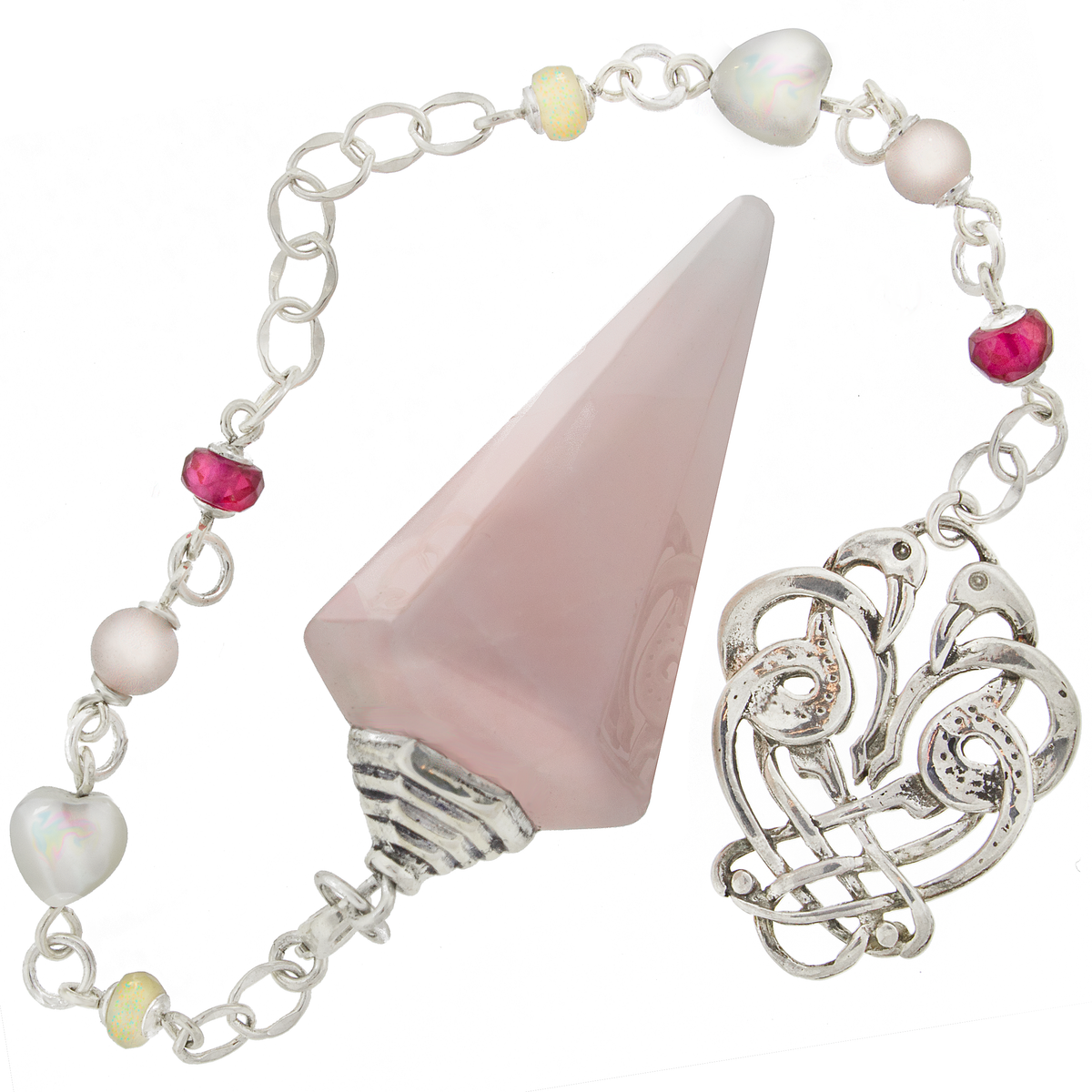 One of a Kind #369 - Rose Quartz, Ruby, Welo Opal, MOP and Sterling Silver Pendulum by Ask Your Pendulum