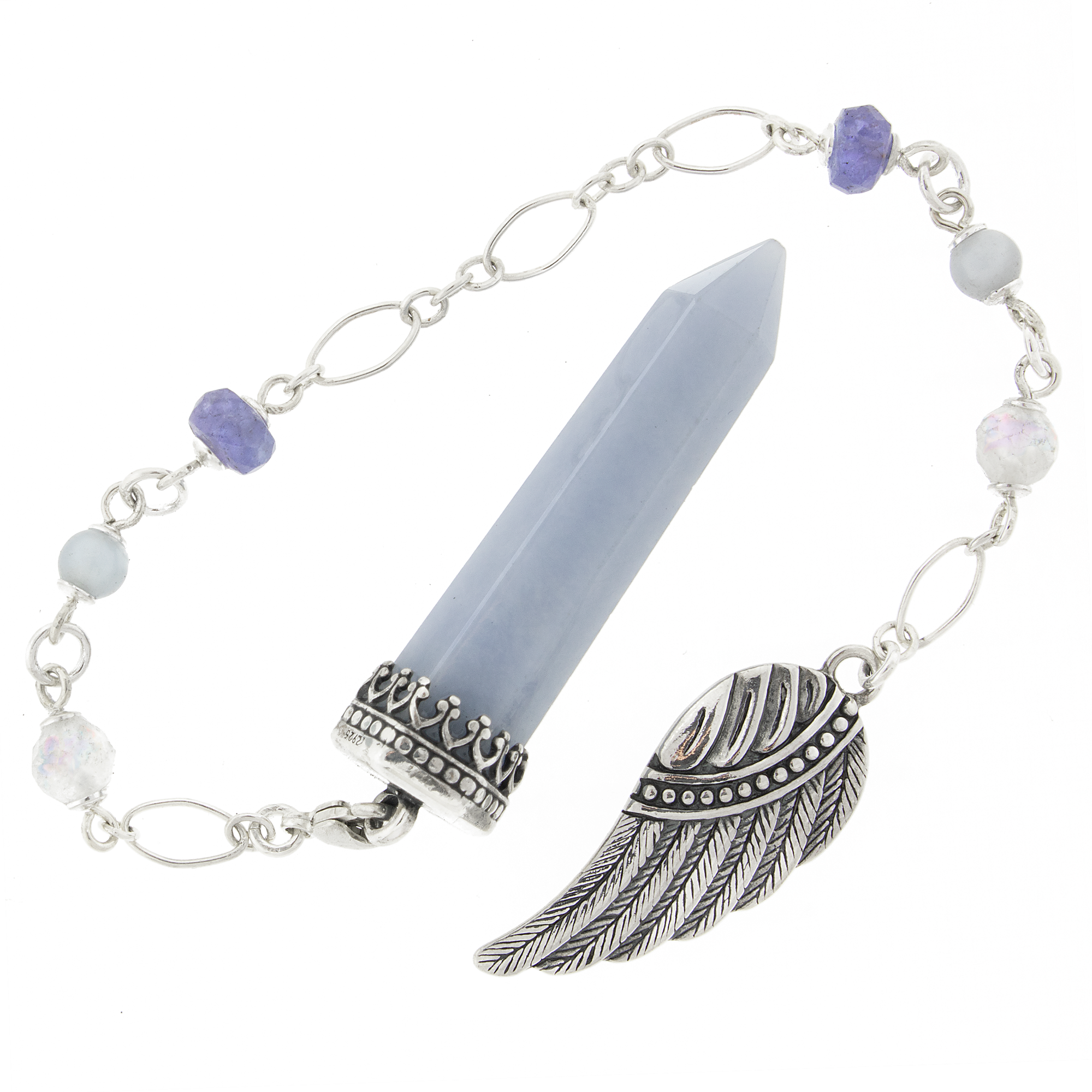 One of a Kind #381 - Angelite, Tanzanite, Rainbow Moonstone and Sterling Silver Pendulum by Ask Your Pendulum