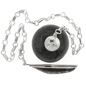 One of a Kind #383 - Shungite, Orthoceras Fossil and Sterling Silver Pendulum by Ask Your Pendulum 