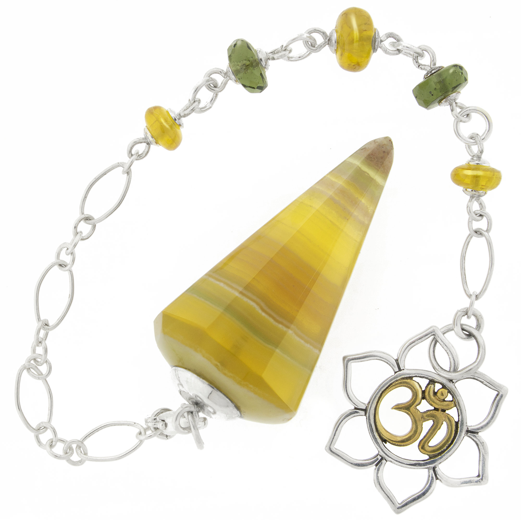 One of a Kind #386 - Golden Fluorite, Moldavite, Yellow Sapphire and Sterling Silver Pendulum by Ask Your Pendulum