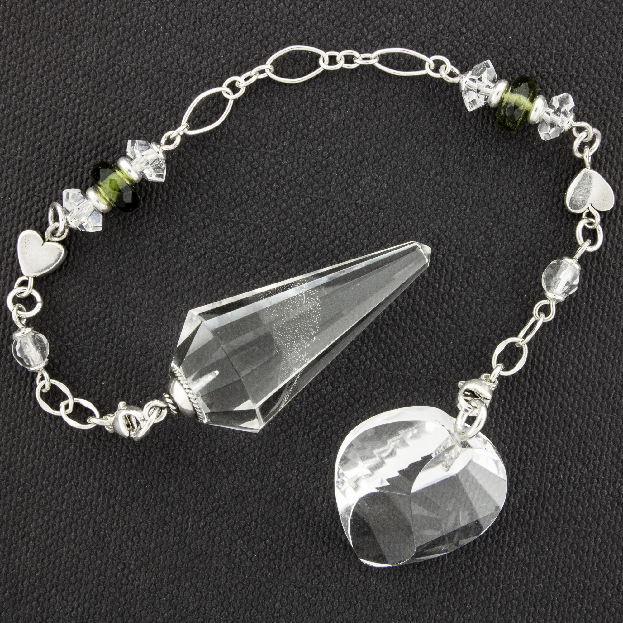 One of a Kind #387 - Clear Quartz, Moldavite and Sterling Silver Pendulum