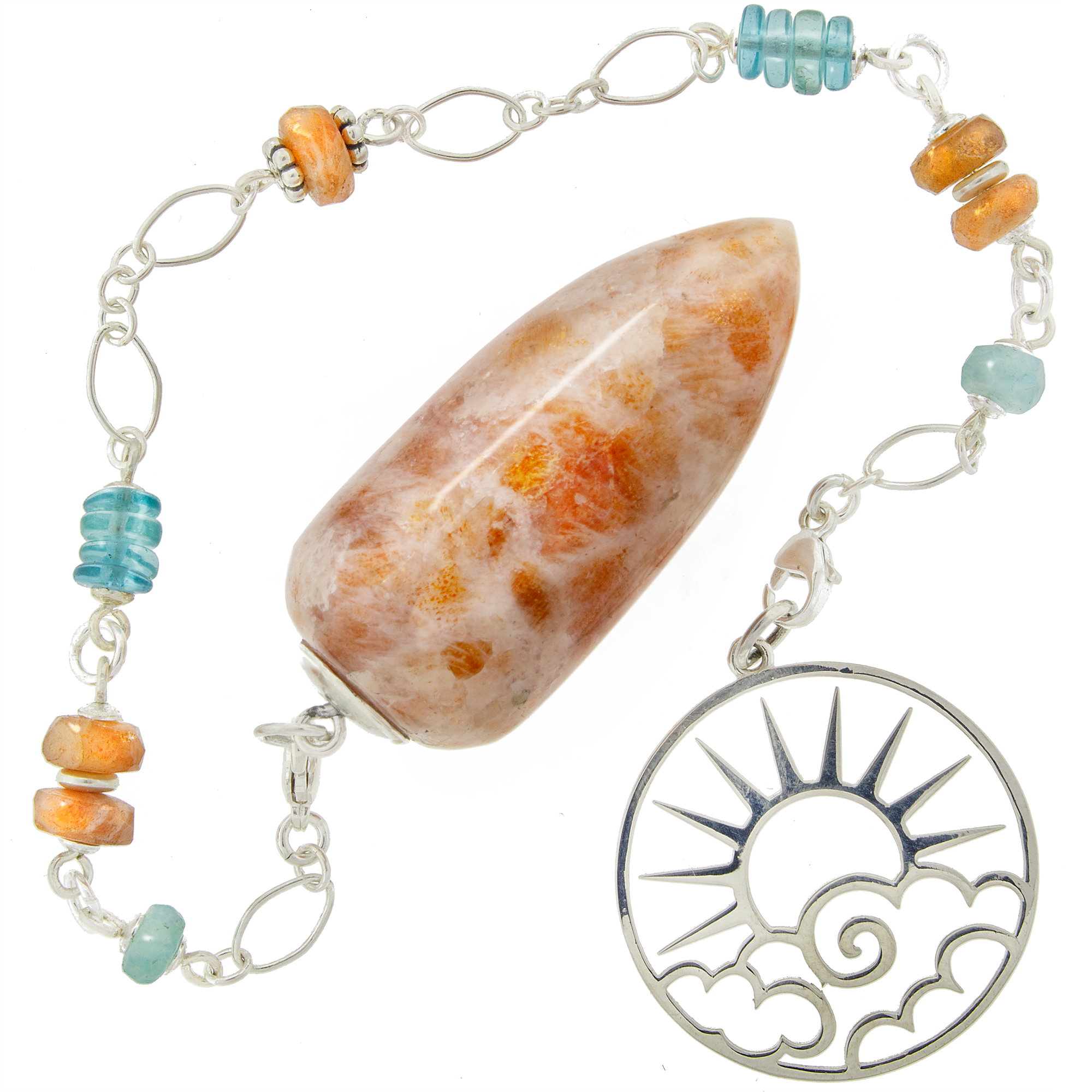One of a Kind #393 - Sunstone, Apatite, Peruvian Blue Opal and Sterling Silver Pendulum by Ask Your Pendulum