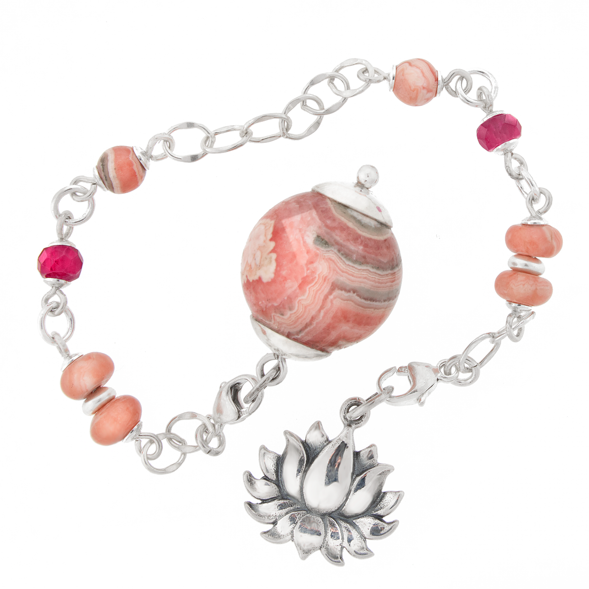 One of a Kind #398 - Rhodochrosite, Ruby and Sterling Silver Pendulum by Ask Your Pendulum