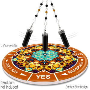Earthen Star  8" ceramic tile pendulum chart by Ask Your Pendulum, Knowing the Soul LLC - Pendulum not included