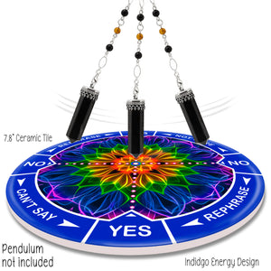 Indigo Energy 8" ceramic tile pendulum chart by Ask Your Pendulum, Knowing the Soul LLC - Pendulum not included