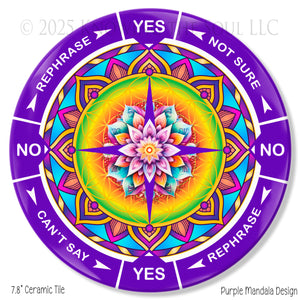 Purple Mandala 8" ceramic tile pendulum chart by Ask Your Pendulum, Knowing the Soul LLC