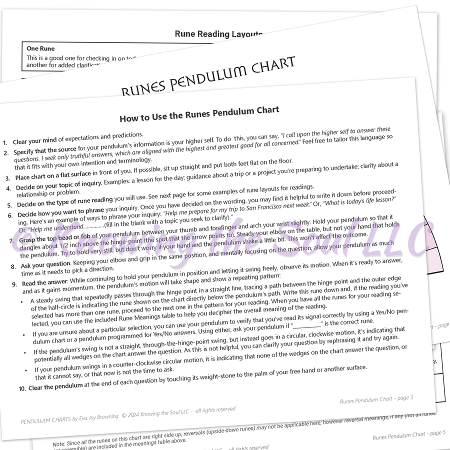 Printable Runes Pendulum Chart (digital download) - New and Improved ...