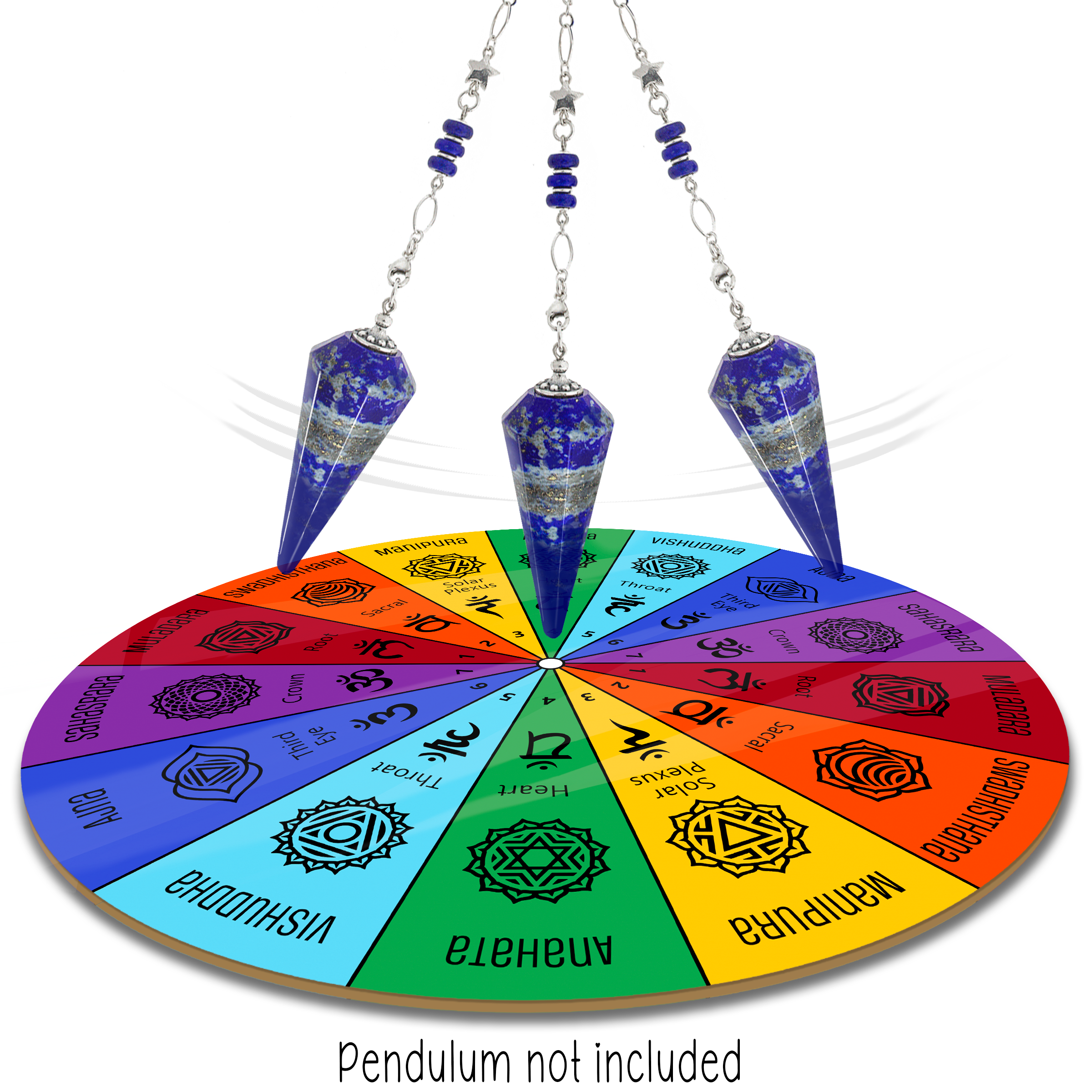 Full Circle Seven Chakras Aluminum Pendulum Chart - 8 inch round chart  by Ask Your Pendulum