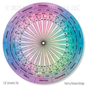 Alpha Numeric Starry Nebula Design 8" ceramic tile pendulum chart by Ask Your Pendulum, Knowing the Soul LLC