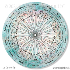 Alpha Numeric Water Ripples Design 8" ceramic tile pendulum chart by Ask Your Pendulum, Knowing the Soul LLC