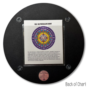 Back of Colorful Mandala Yes/No Pendulum Chart - 8 inch round Aluminum by Ask Your Pendulum