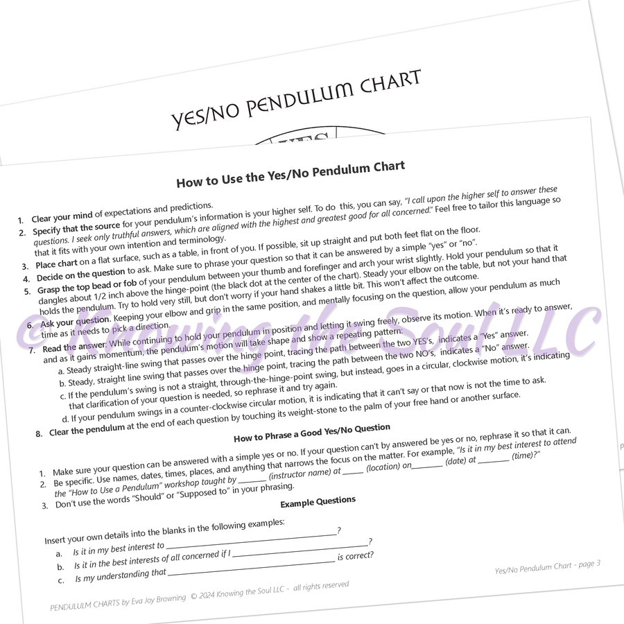 Printable Yes No Pendulum Chart Digital Download Ask Your Pendulum