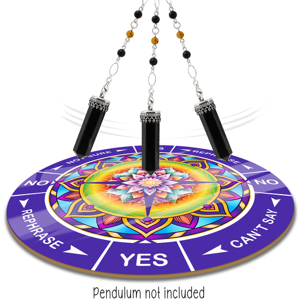 Colorful Mandala Yes/No Pendulum Chart 8 inch Aluminum Ask Your