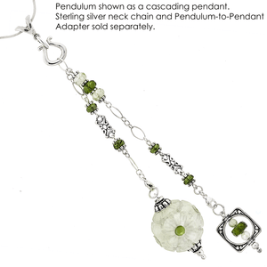 One of a Kind #224 - Serpentine, Moldavite, Prehnite and Sterling Silver Pendulum as a cascading pendant by Ask Your Pendulum