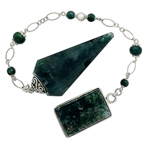 One of a Kind #226 - Moss Agate and Sterling Silver Pendulum by Ask Your Pendulum