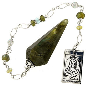 One of a Kind #238 - Labradorite, Moldavite, Opal, Moonstone, Aquamarine, and Sterling Silver Pendulum by Ask Your Pendulum