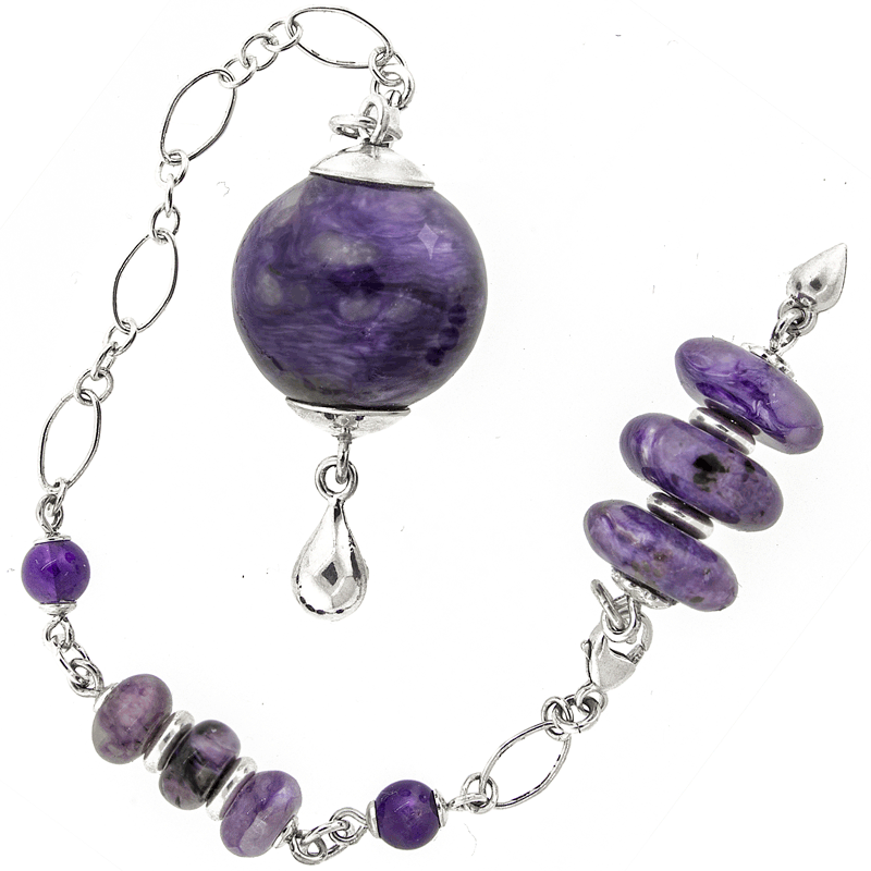 One of a Kind #239 - Charoite, Amethyst and Sterling Silver Pendulum by Ask Your Pendulum
