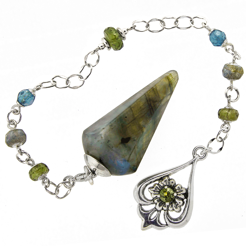 One of a Kind #241 Labradorite, Moldavite, Aqua Aura and Sterling Silver Pendulum by Ask Your Pendulum