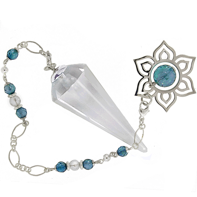 One of a Kind #248 Clear Quartz, Aqua Aura and Sterling Silver Pendulum by Ask Your Pendulum