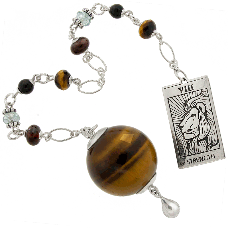 One of a Kind #249 Golden Tigers Eye, Aquamarine, Garnet, Black Obsidian and Sterling Silver Pendulum by Ask Your Pendulum