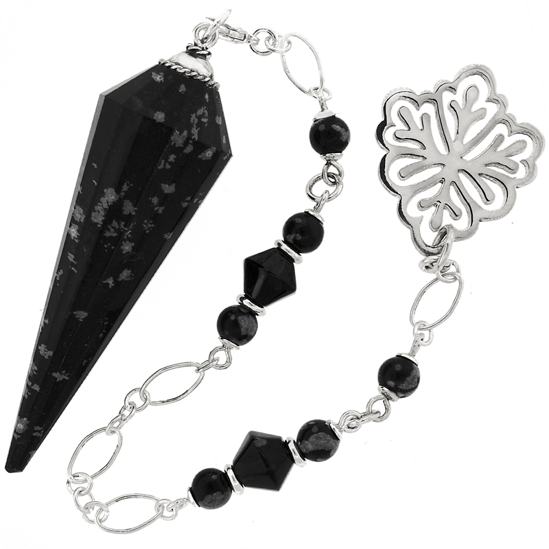 One of a Kind #255 - Snowflake Obsidian, Black Obsidian and Sterling Silver Pendulum by Ask Your Pendulum
