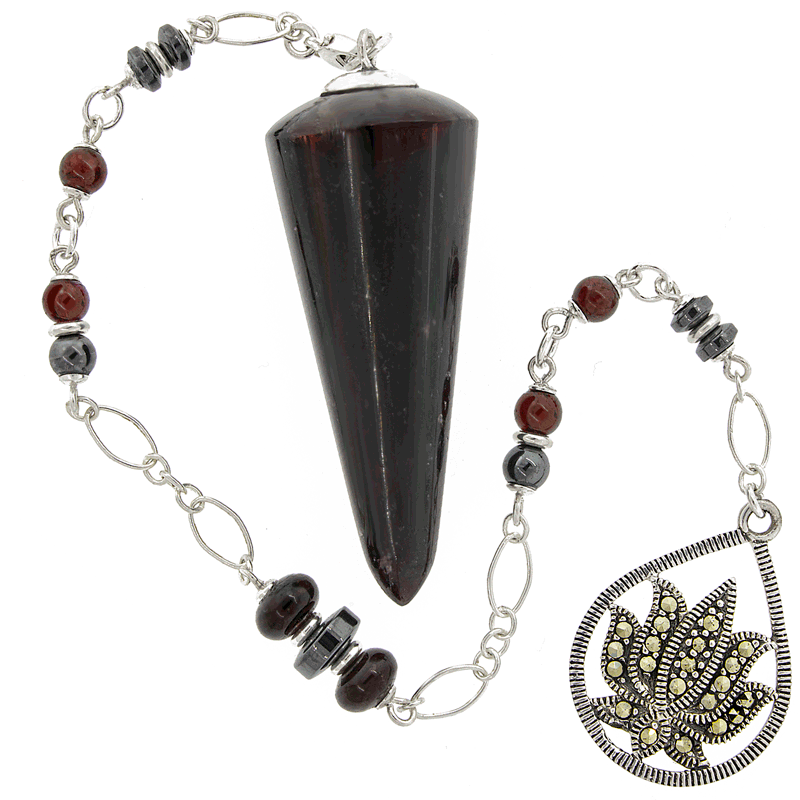 One of a Kind #263 - Garnet, Hematite and Sterling Silver Pendulum by Ask Your Pendulum