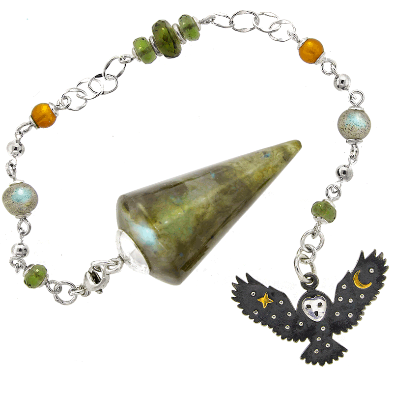 One of a Kind #265 Labradorite, Moldavite, Baltic Amber and Sterling Silver Pendulum by Ask Your Pendulum