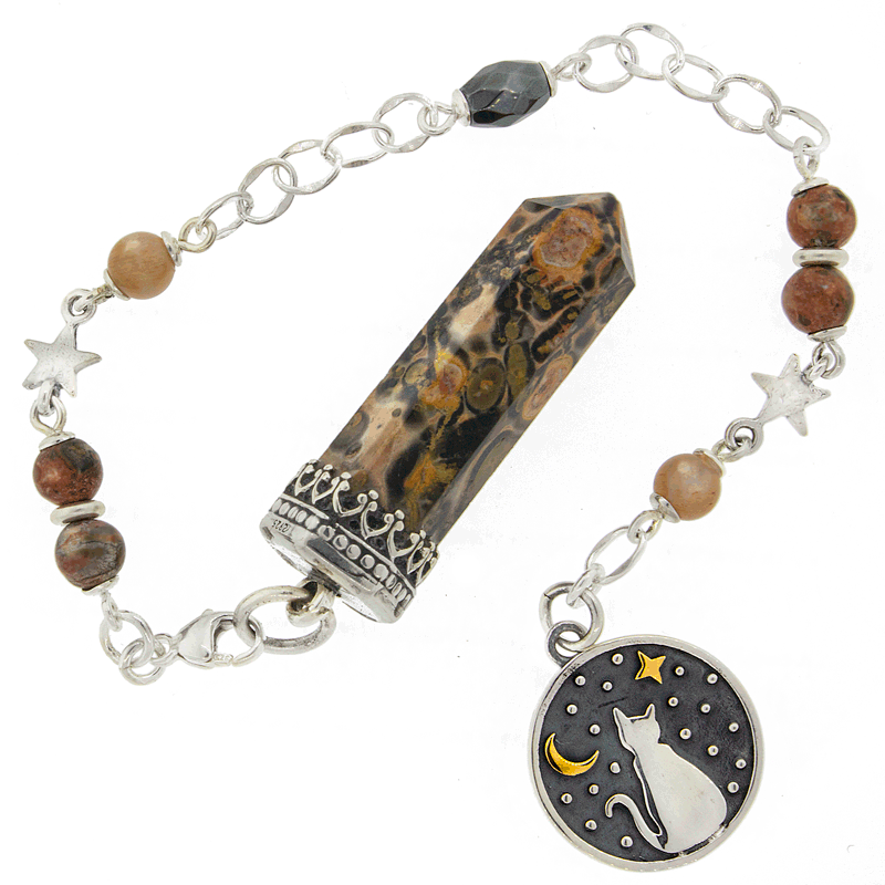 One of a Kind #272 - Leopardskin Jasper, Moonstone, Hematite and Sterling Silver Pendulum by Ask Your Pendulum