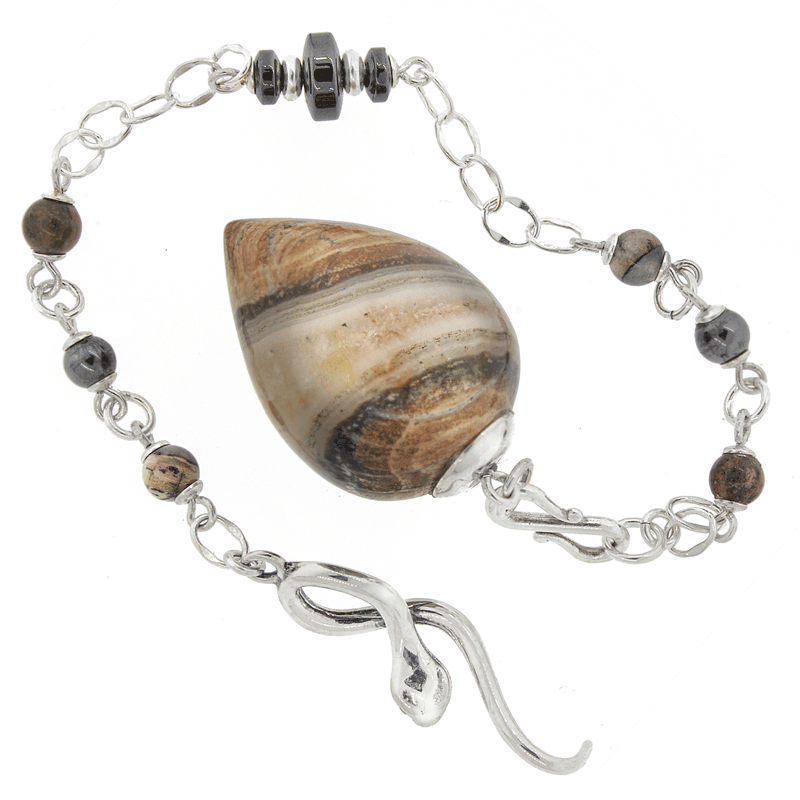 One of a Kind #281 - Snakeskin Jasper, Silver Leaf Jasper and Sterling Silver Pendulum by Ask Your Pendulum