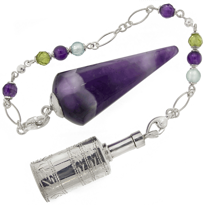 One of a Kind #286 - Amethyst, Peridot, Blue Chalcedony and Sterling Silver Pendulum by Ask Your Pendulum
