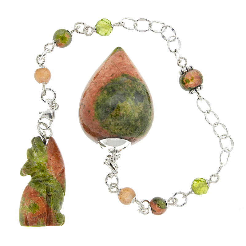 One of a Kind #299 - Unakite, Peridot, Moonstone and Sterling Silver Pendulum by Ask Your Pendulum