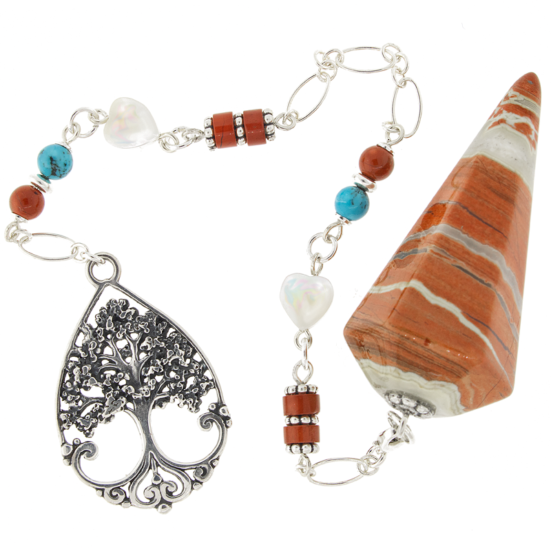 One of a Kind #302 - Red Jasper, Mother of Pearl, Turquoise, and Sterling Silver Pendulum by Ask Your Pendulum