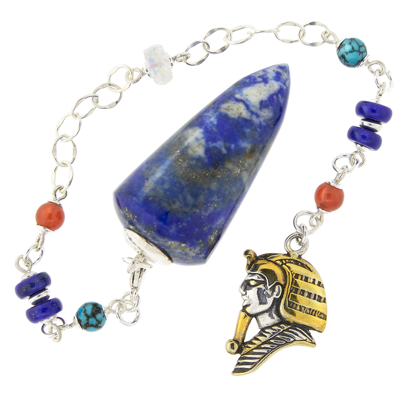 One of a Kind #308 - Lapis Lazuli, Turquoise, Carnelian, Rainbow Moonstone and Sterling Silver Pendulum by Ask Your Pendulum