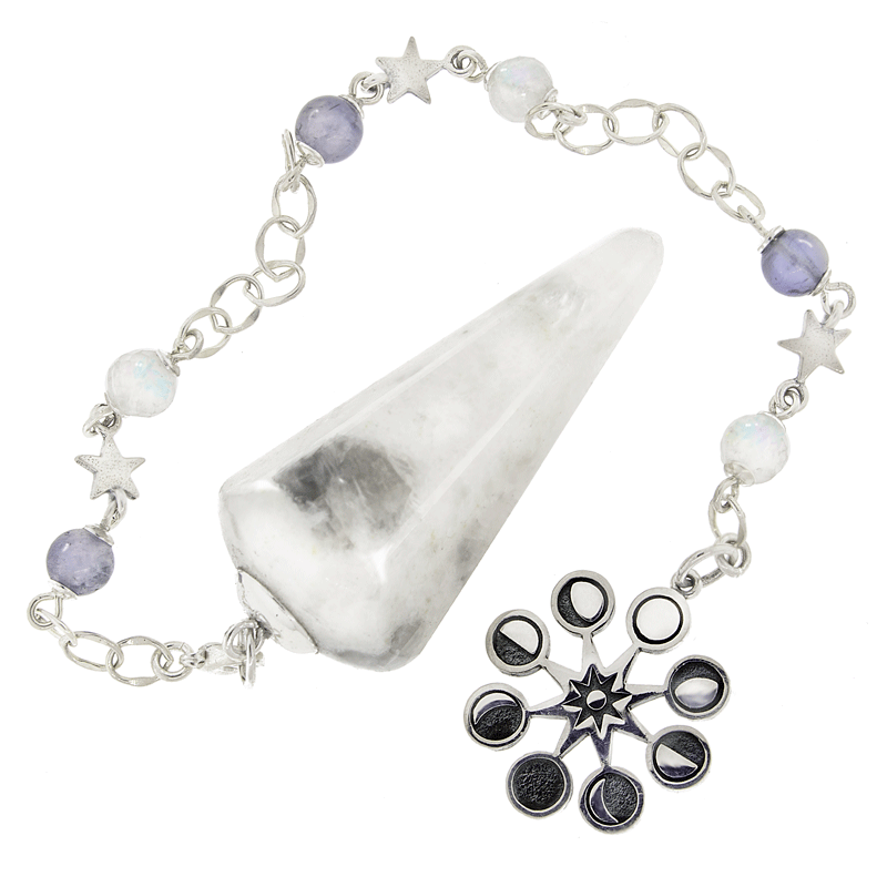 One of a Kind #320 - Moonstone, Rainbow Moonstone, Iolite and Sterling Silver Pendulum by Ask Your Pendulum