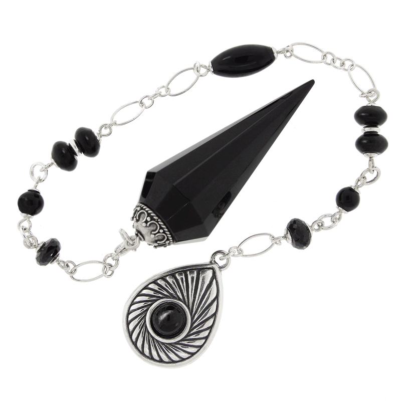 One of a Kind #322 - Black Onyx, Black Star Diopside, Spinel, Jet, Obsidian and Sterling Silver Pendulum by Ask Your Pendulum