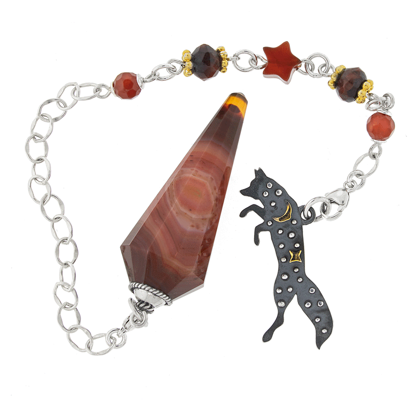 One of a Kind #323 - Red Agate, Red Tiger's Eye and Sterling Silver Pendulum by Ask Your Pendulum